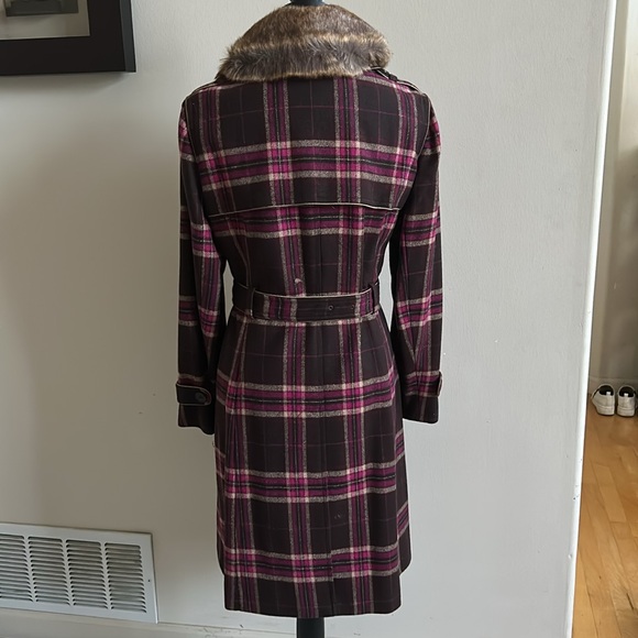 Liz Claiborne Plaid Wool Trench Coat, Size M - Picture 4 of 7